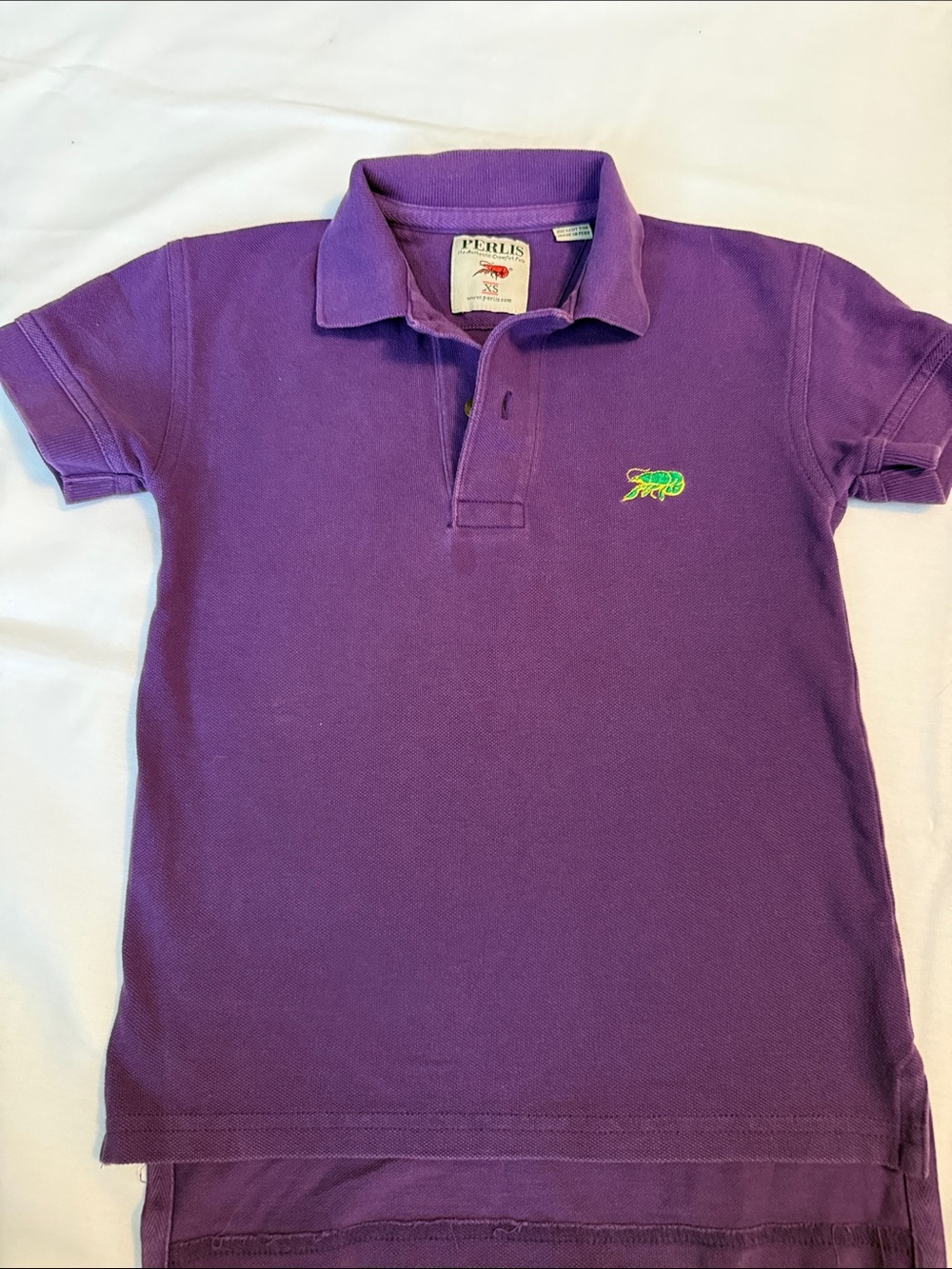 Perlis Purple Kids Polo Shirt with Embroidered Crawfish Logo